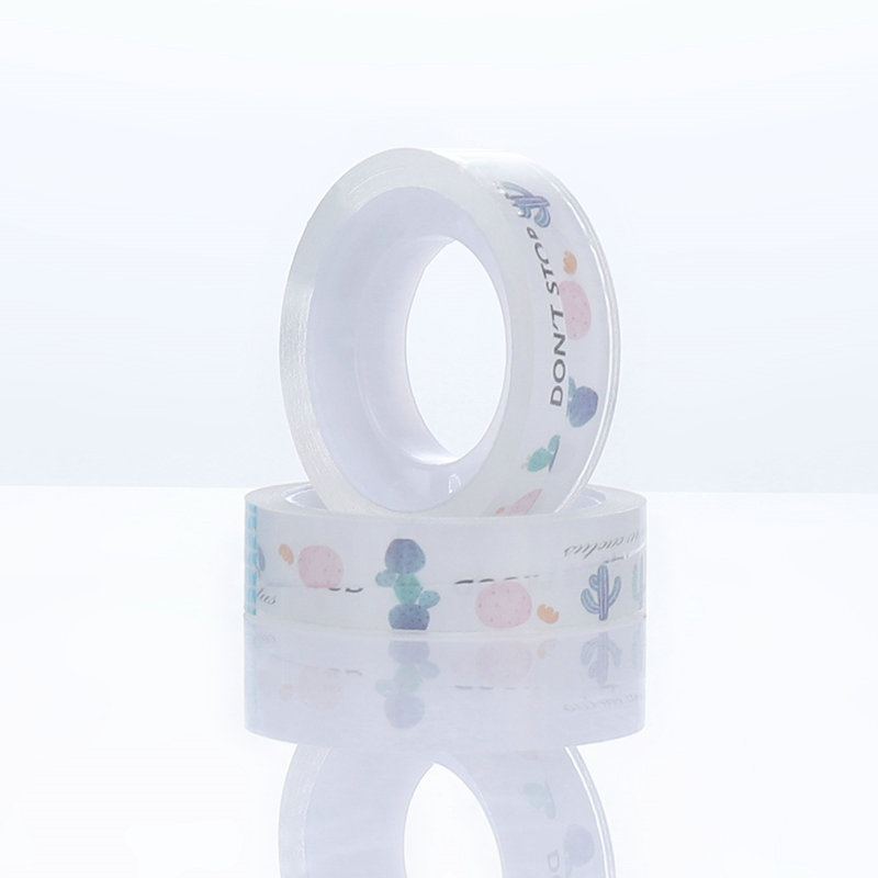 Trykt Custom kawaii super vandtæt Klar tape usynlig skolekontor 12 mm papirtape